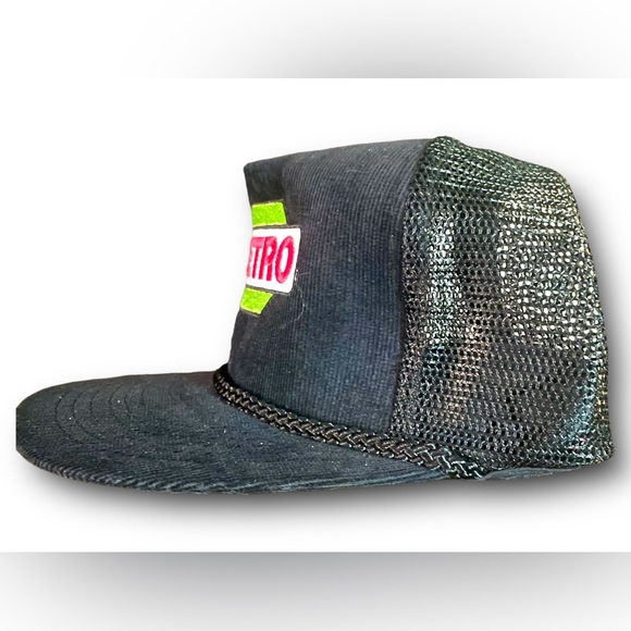 Vintage Black Corduroy Mesh Metro Hat. - Picture 3 of 3